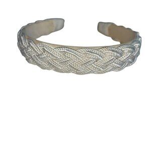 talbots ivory white silk braided fishermans head band